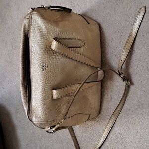 Fossil Gold Leather bag